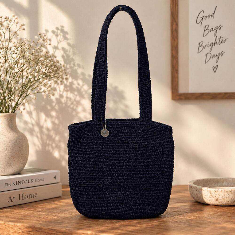 The Sak Navy Crocheted Shoulder Bag